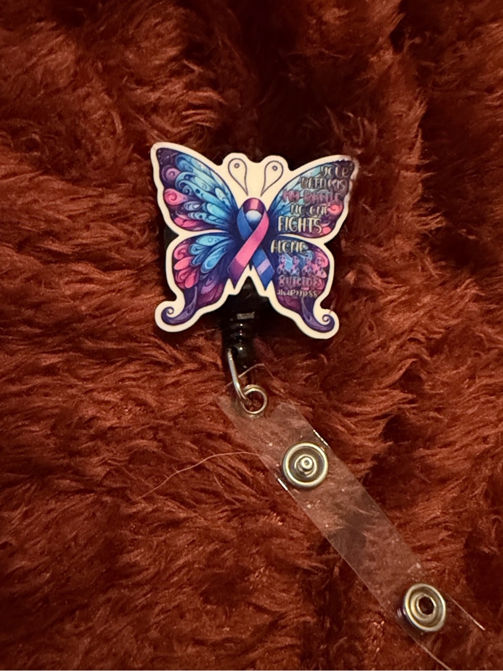 Butterfly Ribbon Badge Reel - Pink & Blue